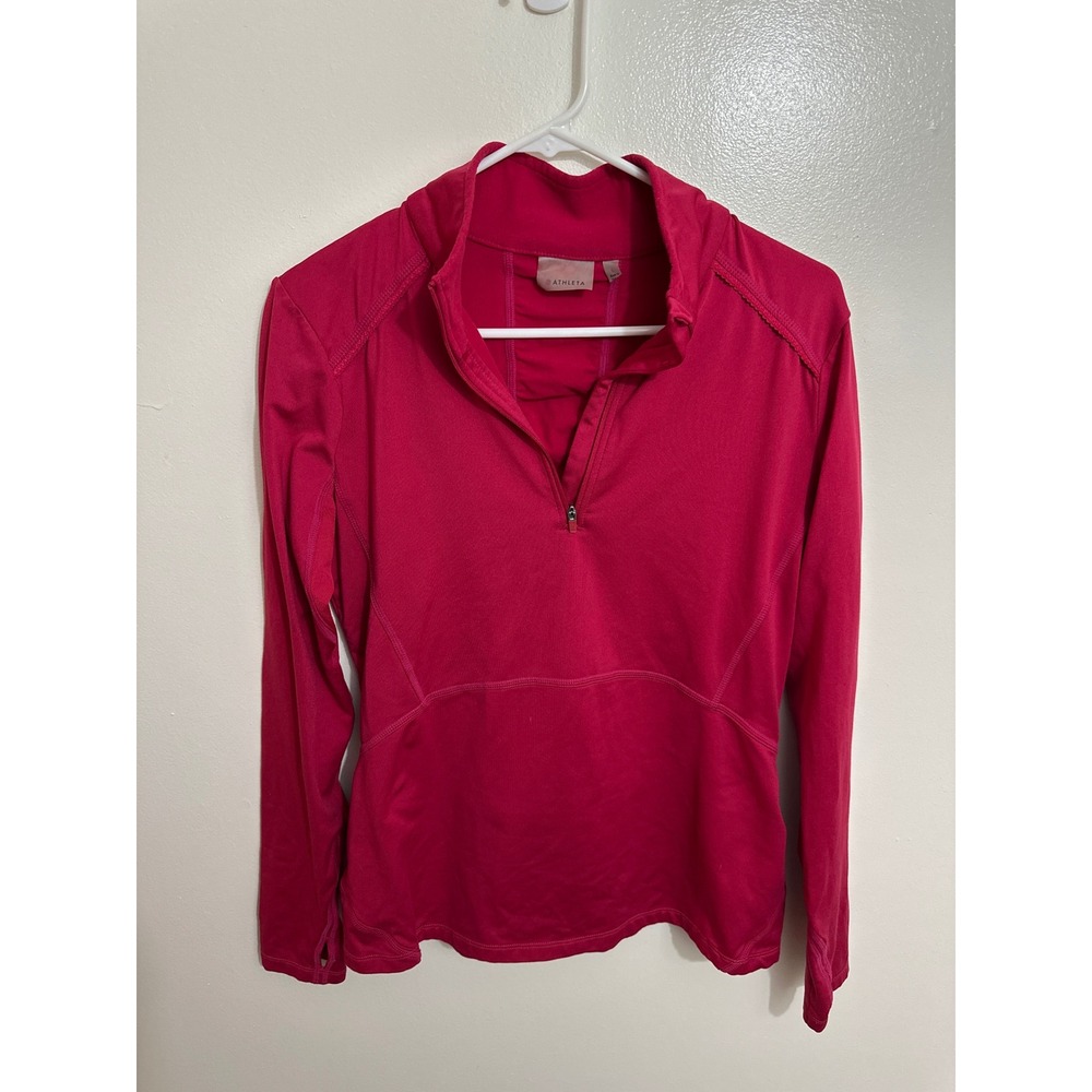 Athleta Womens Pink Quarter Zip Long Sleeve Running Cycling Top Style 268041 L